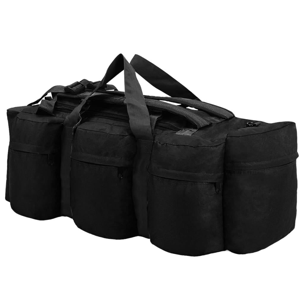 vidaXL 3-in-1 Army-Style Duffel Bag 90 L Black