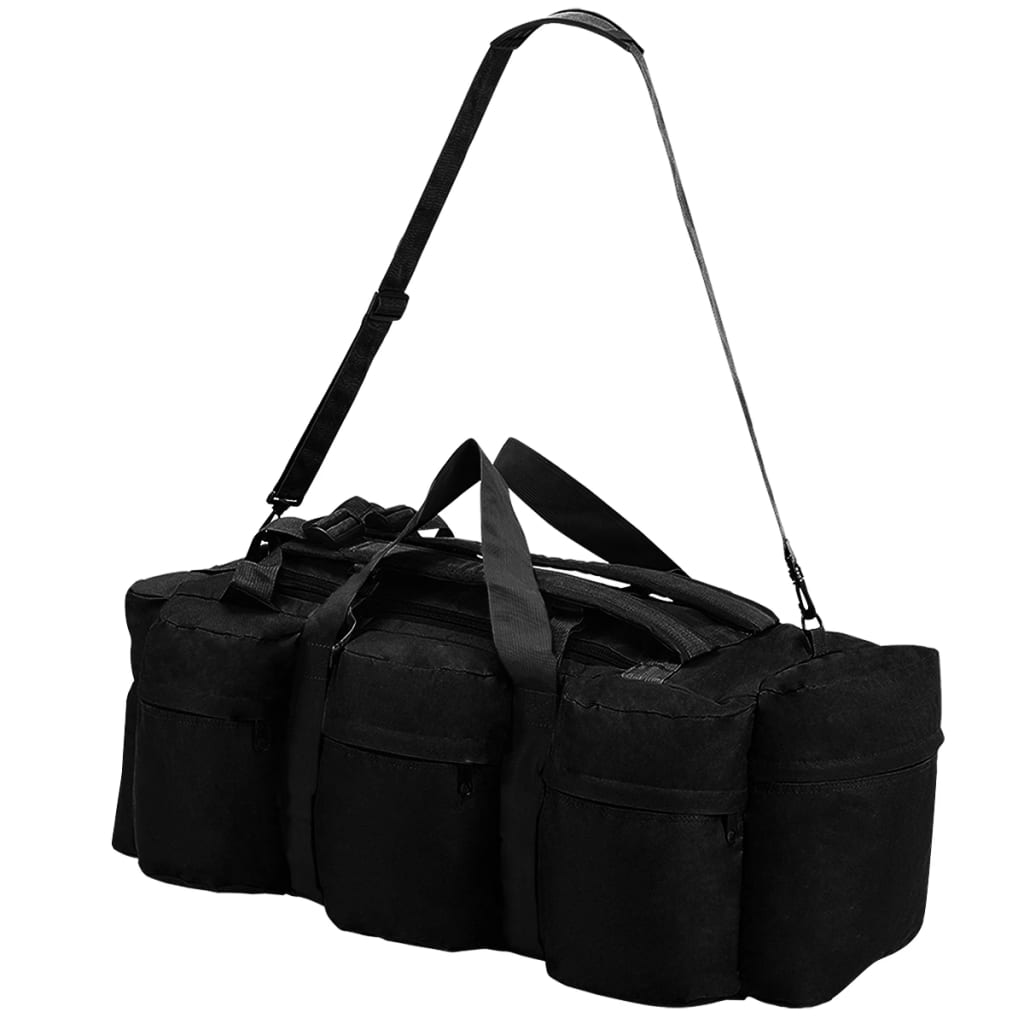 vidaXL 3-in-1 Army-Style Duffel Bag 90 L Black