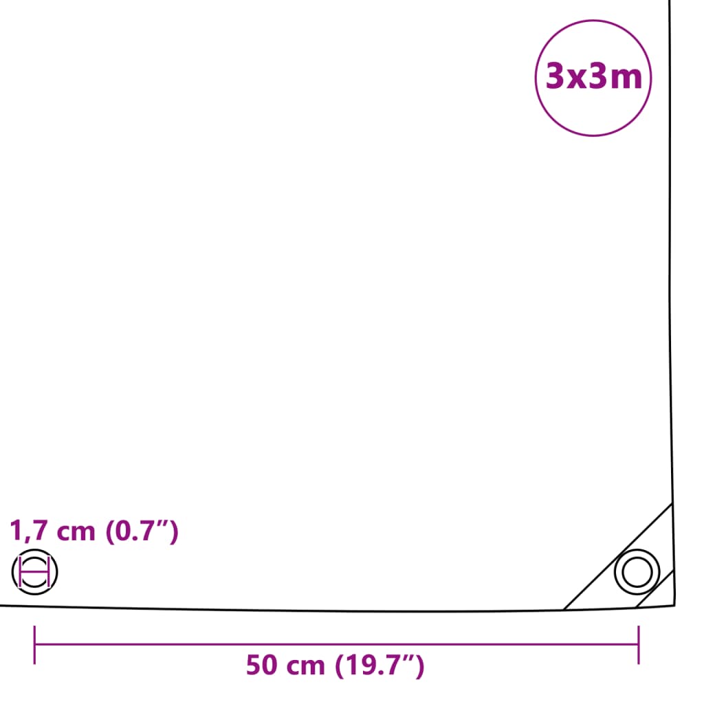 vidaXL Tarpaulin 650 g/m² 3x3 m Grey