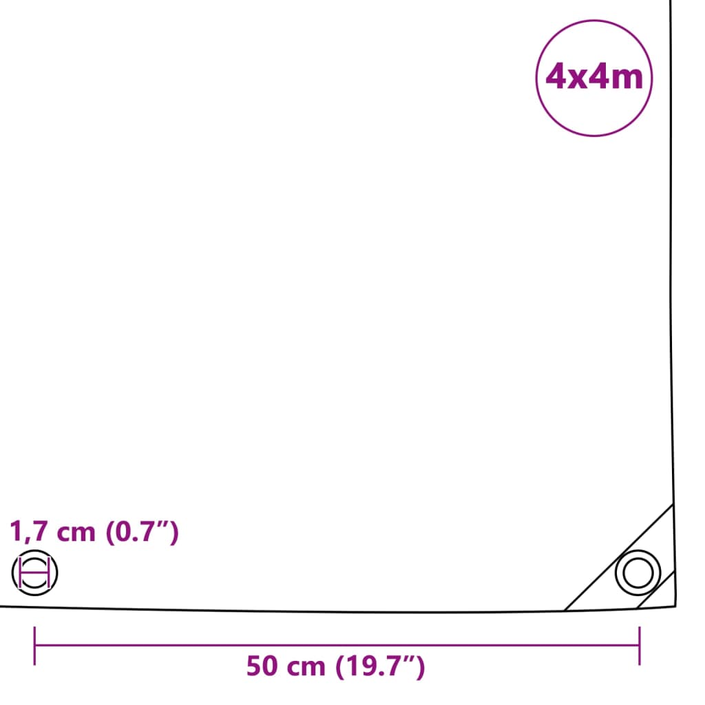 vidaXL Tarpaulin 650 g/m² 4x4 m Grey