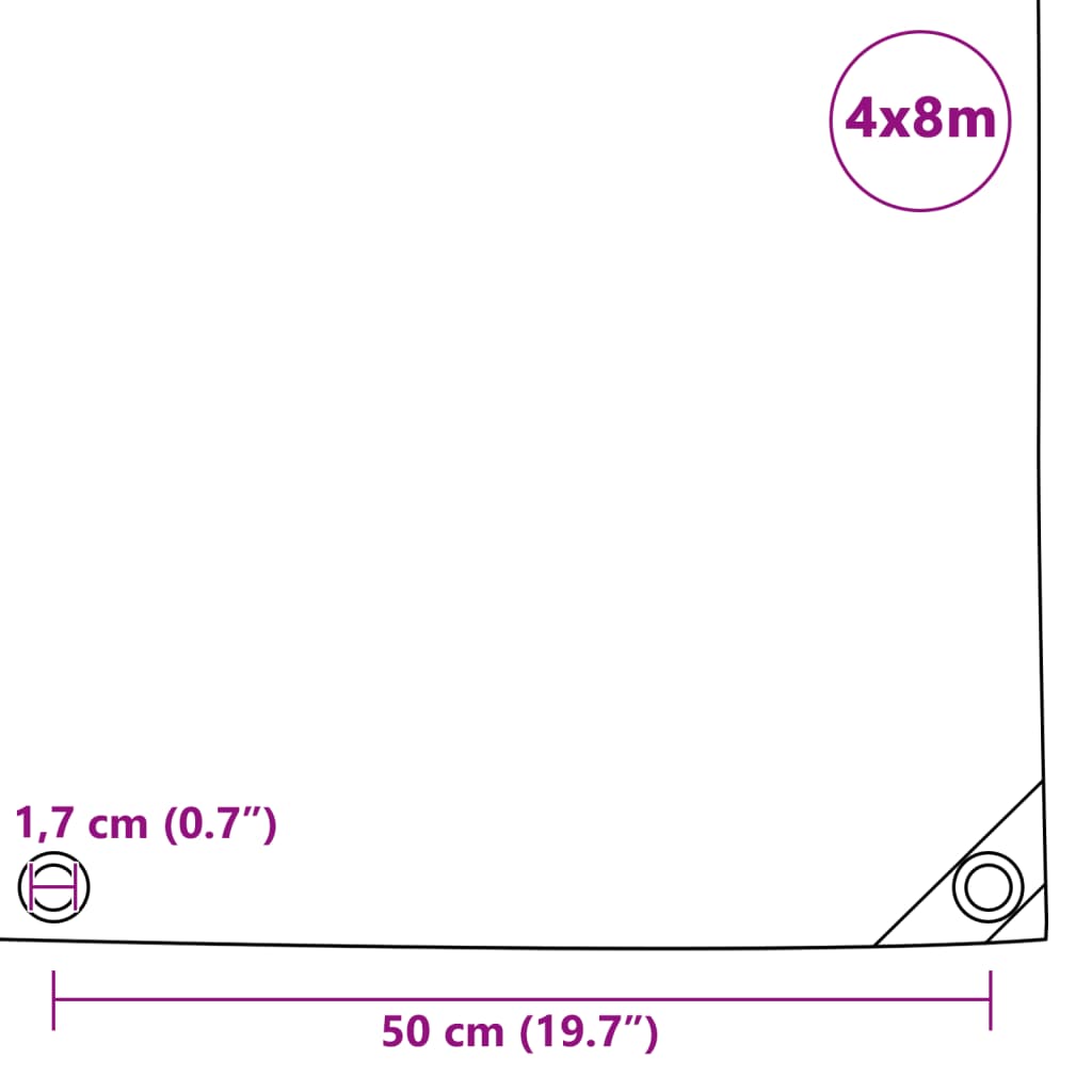 vidaXL Tarpaulin 650 g/m² 4x8 m Grey