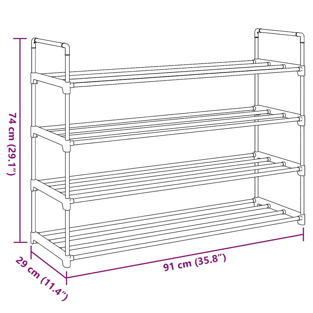 Shoe Rack | Black | Metal and Plastic | Medium | Shoe Rack | Rectangular