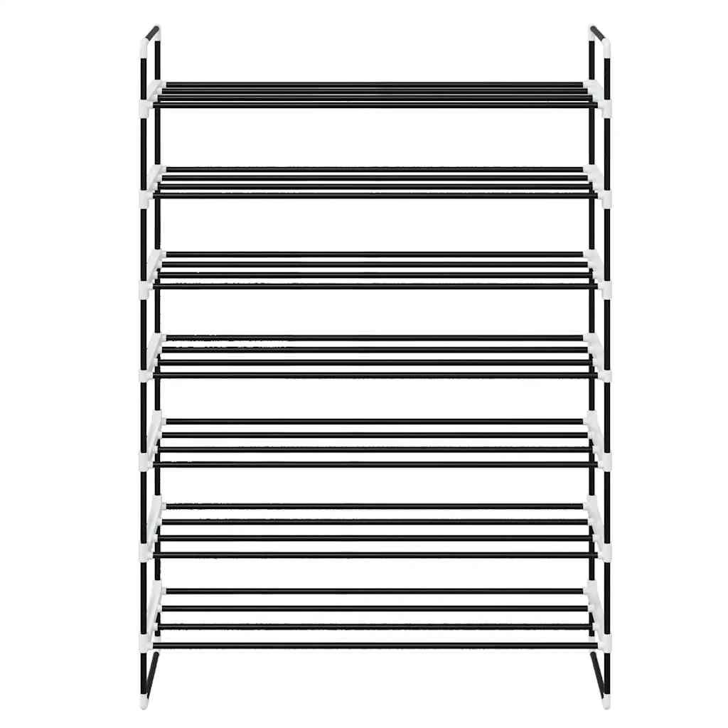 Shoe Rack with 7 Shelves Metal and Plastic Black