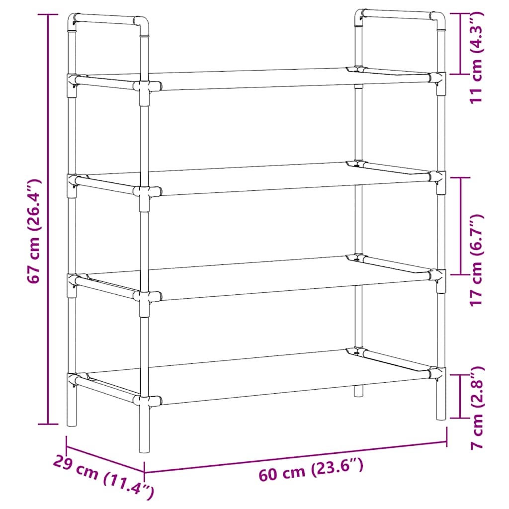 Shoe Rack | Black | Metal | Standard | Shoe Rack | Rectangular
