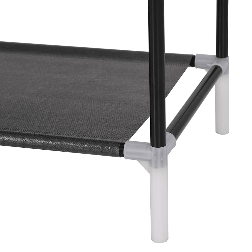 Shoe Rack with 10 Shelves Metal and Non-woven Fabric Black