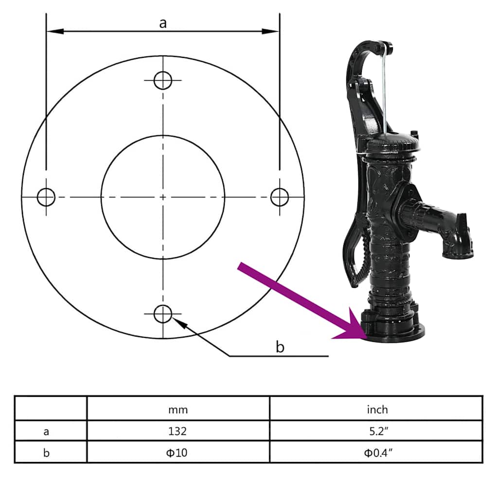43867 vidaXL Garden Hand Water Pump Cast Iron