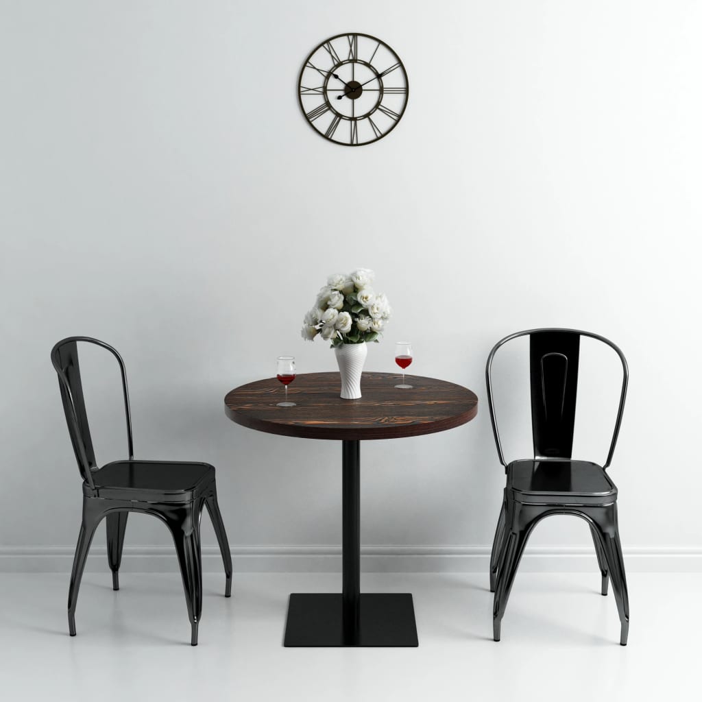 vidaXL Bistro Table MDF and Steel Round 80x75 cm Dark Ash