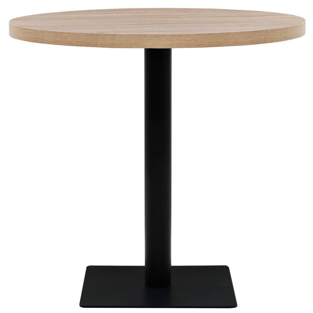 vidaXL Bistro Table MDF and Steel Round 80x75 cm Oak Colour