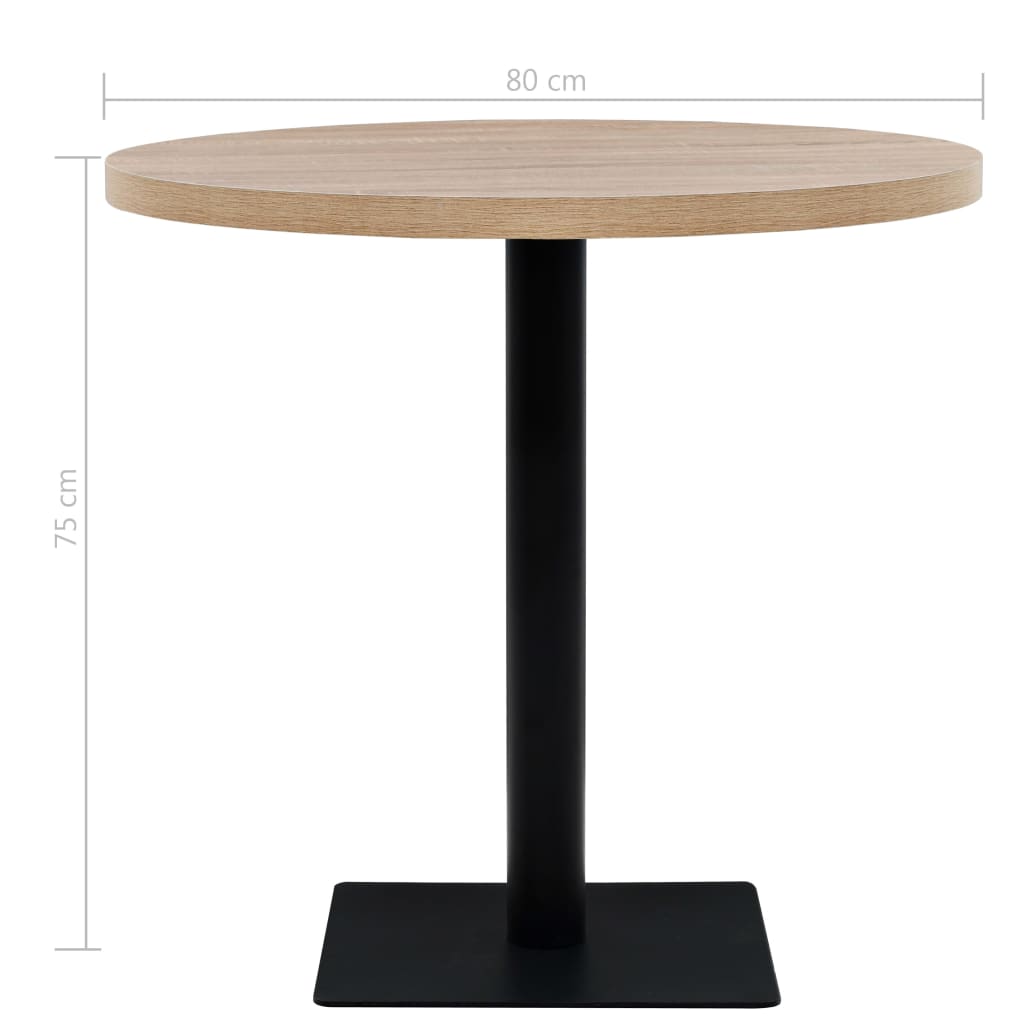 vidaXL Bistro Table MDF and Steel Round 80x75 cm Oak Colour