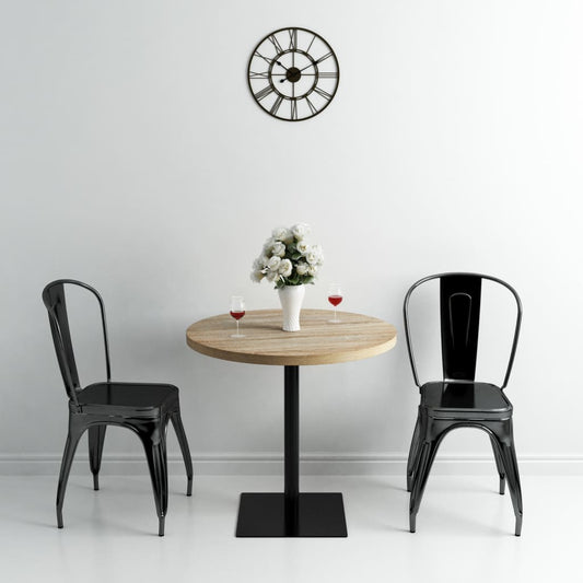 vidaXL Bistro Table MDF and Steel Round 80x75 cm Oak Colour