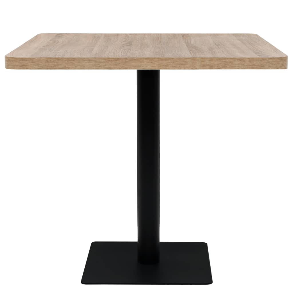 vidaXL Bistro Table MDF and Steel Square 80x80x75 cm Oak Colour