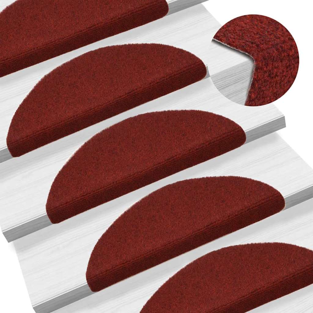 Stair Mats Self-adhesive 15 pcs 56x17x3 cm Bordeaux Red
