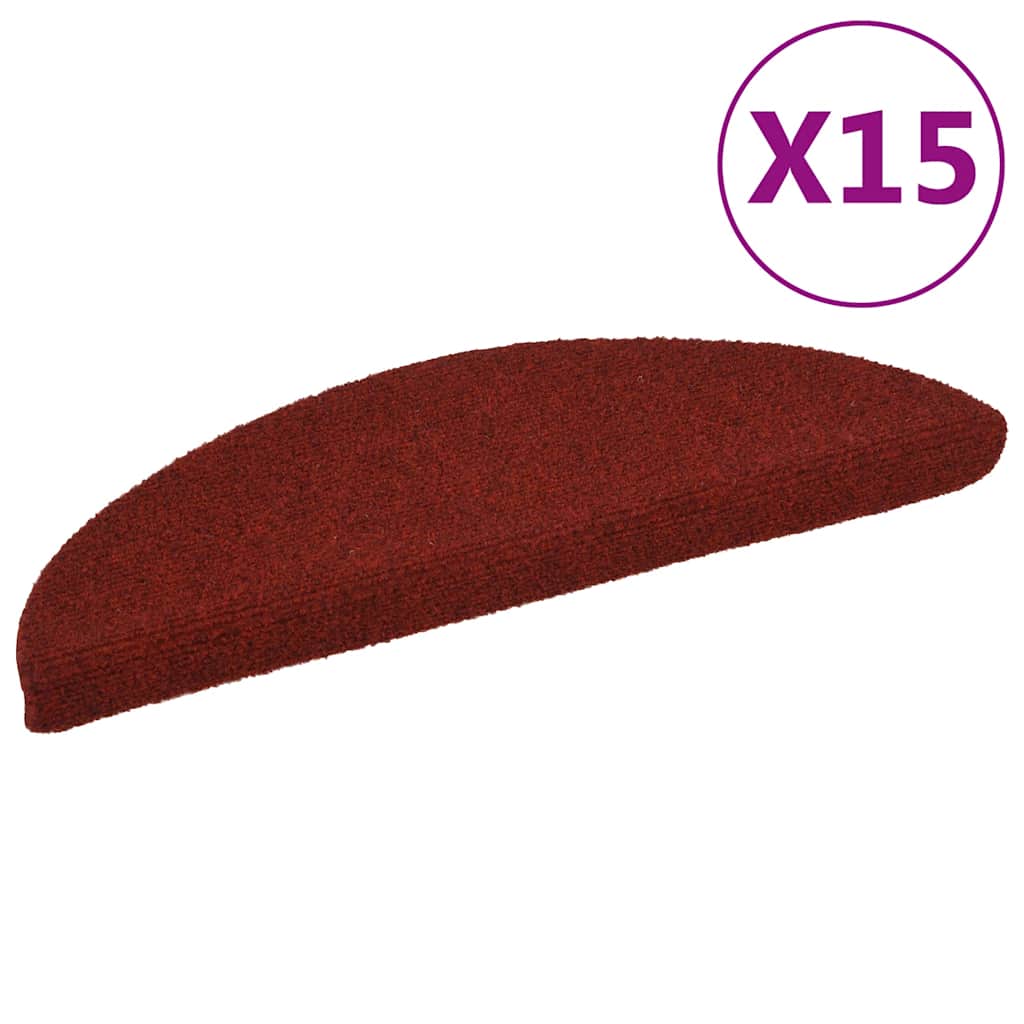 Stair Mats Self-adhesive 15 pcs 56x17x3 cm Bordeaux Red