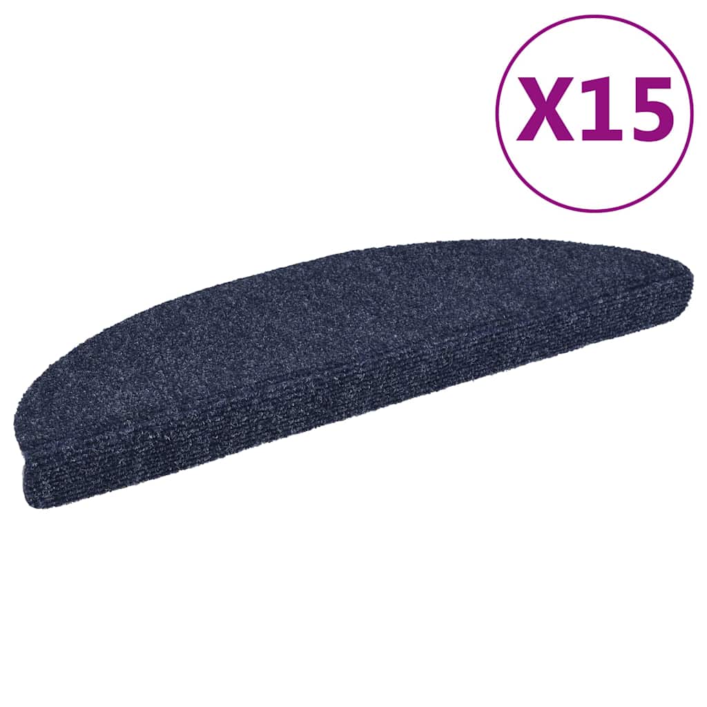 Stair Mats Self-adhesive 15 pcs 56x17x3 cm Blue Half Round