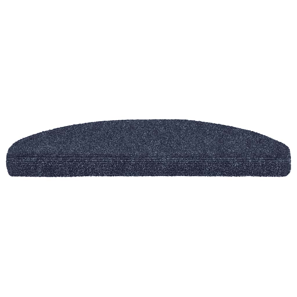 Stair Mats Self-adhesive 15 pcs 65x21x4cm Blue Half Round Large