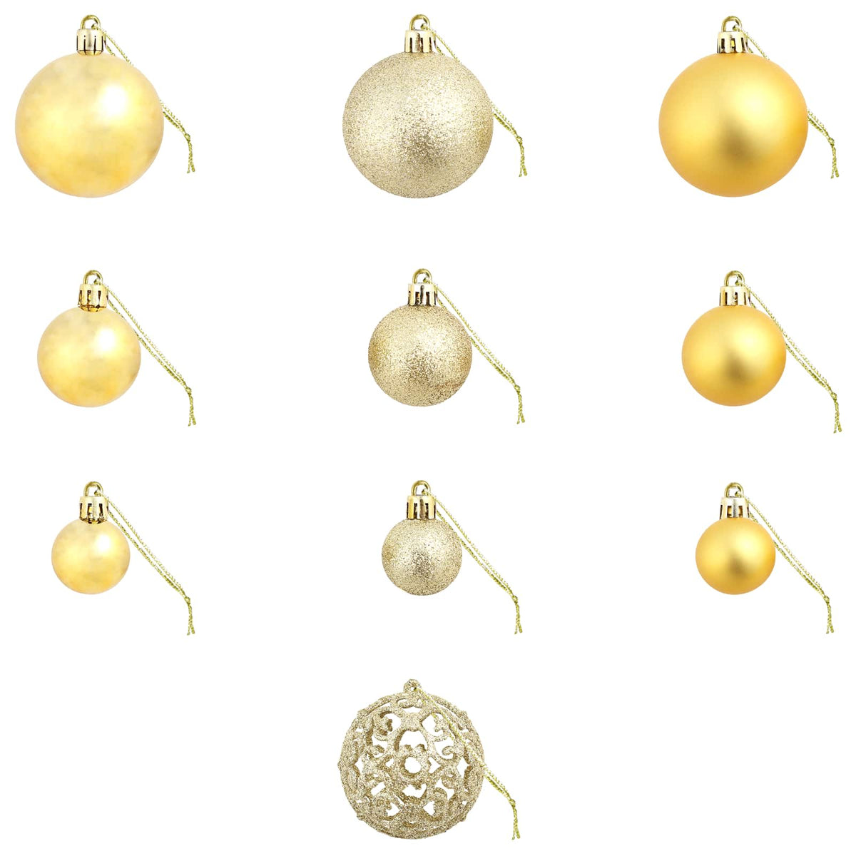245708 vidaXL 100 Piece Christmas Ball Set 3/4/6 cm Gold
