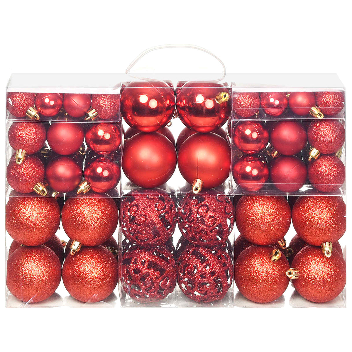 245710 vidaXL 100 Piece Christmas Ball Set 3/4/6 cm Red