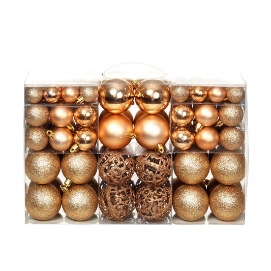 100 Piece Christmas Ball Set 3/4/6 cm Rose/Gold