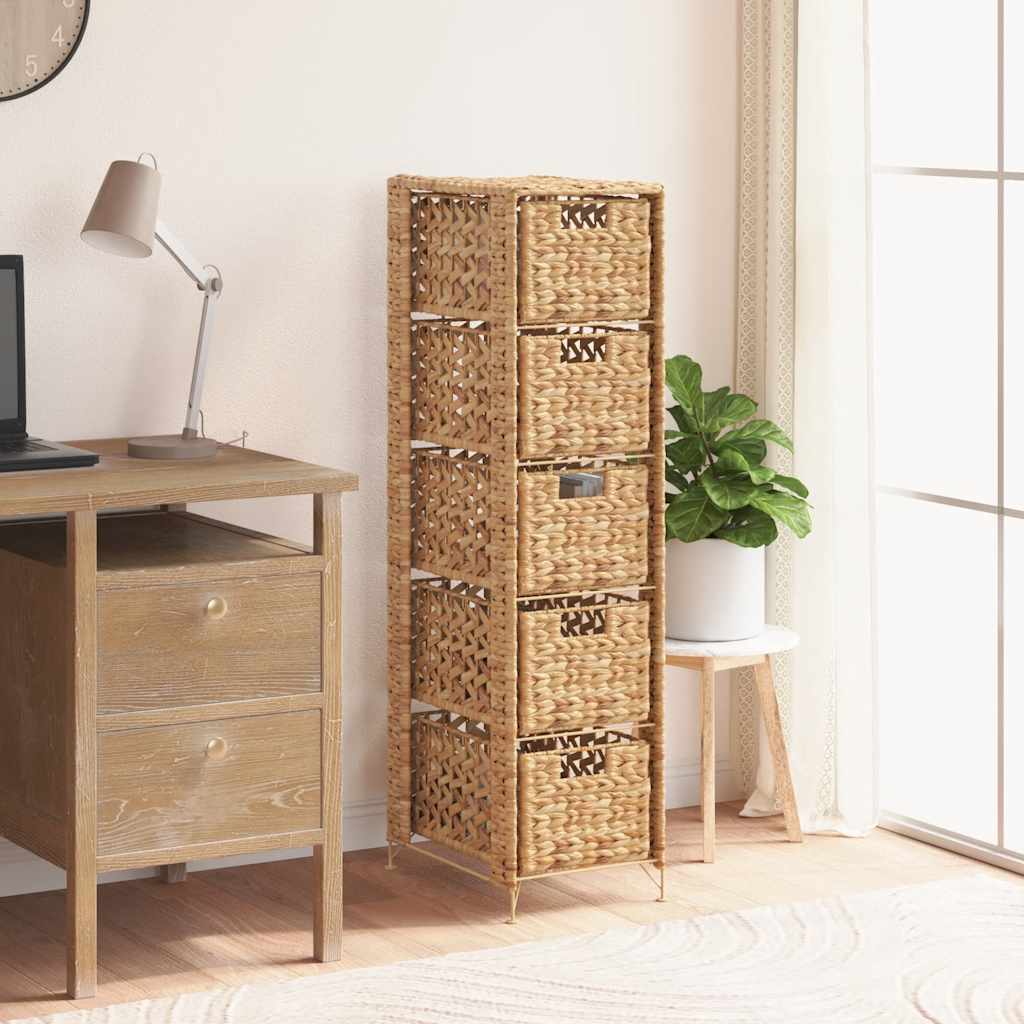 Storage Unit | Brown | Water hyacinth, Metal | Compact | Storage Unit