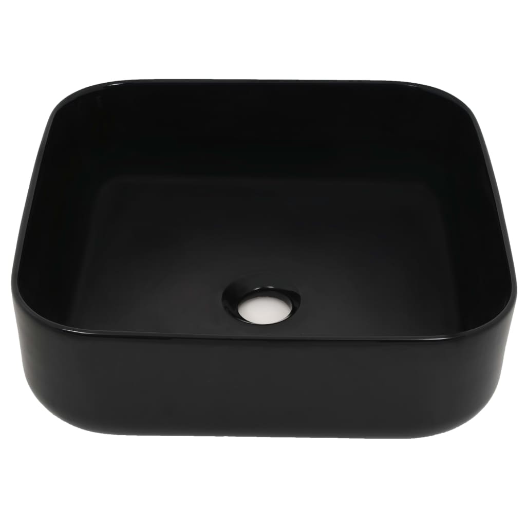 vidaXL Basin Ceramic Square Black 38x38x13.5 cm