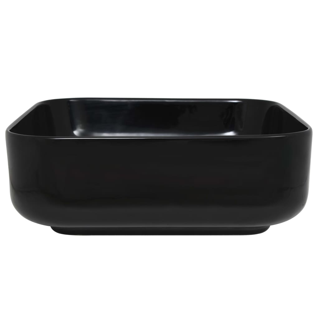 vidaXL Basin Ceramic Square Black 38x38x13.5 cm