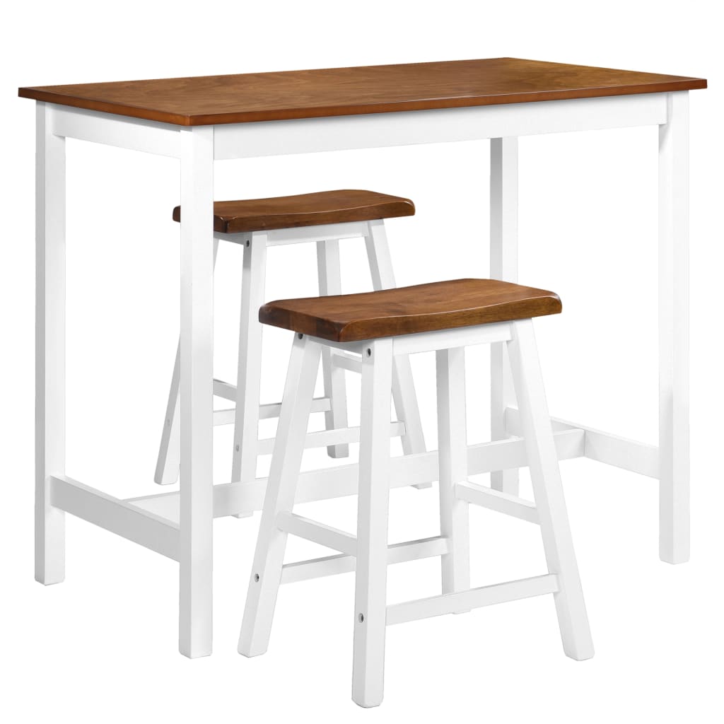 vidaXL Bar Table and Stool Set 3 Pieces Solid Wood