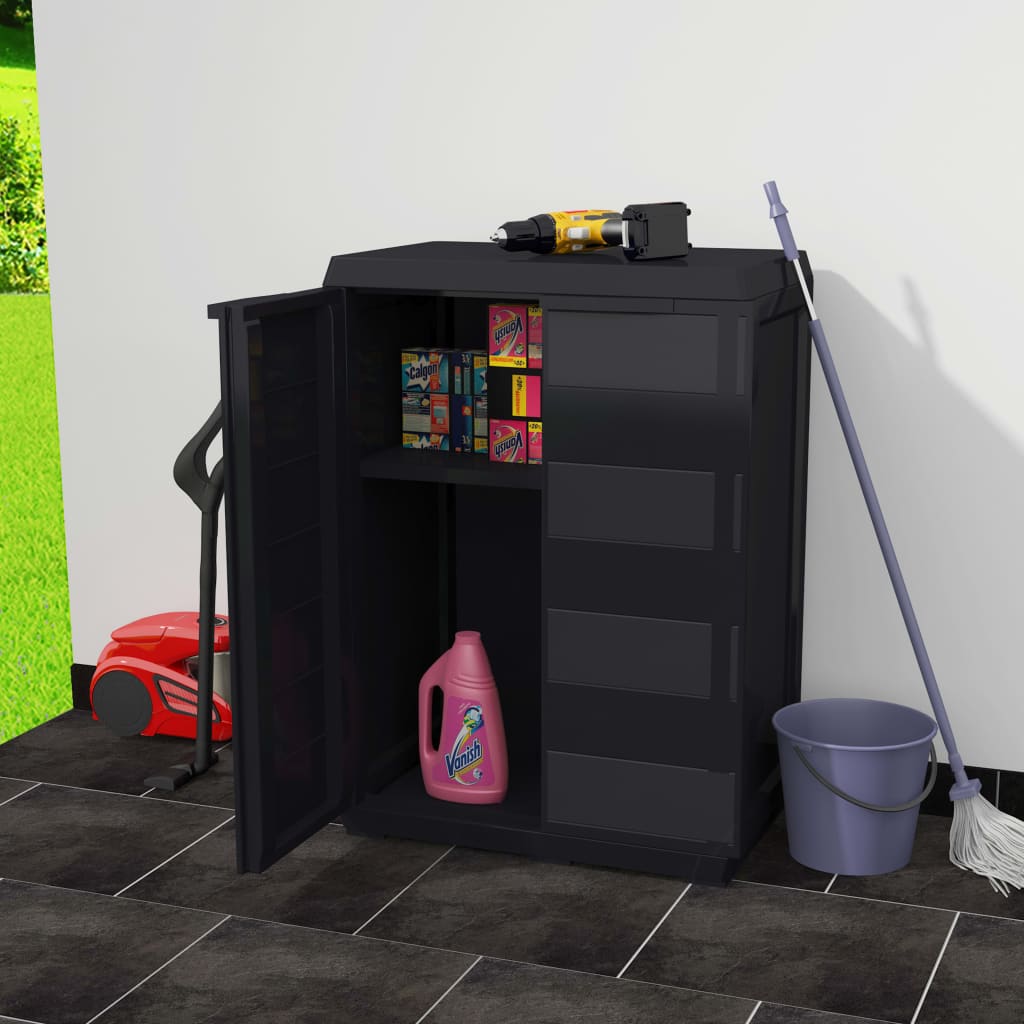 vidaXL Garden Storage Cabinet with 1 Shelf Black