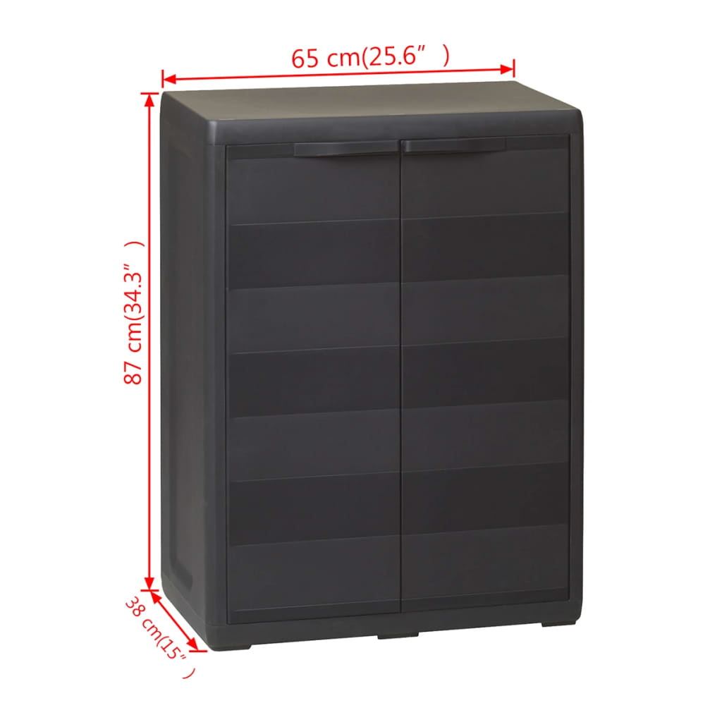 vidaXL Garden Storage Cabinet with 1 Shelf Black