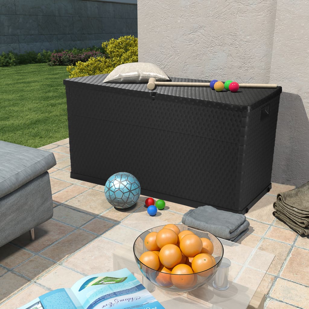 vidaXL Garden Storage Box Anthracite 120x56x63 cm PP Rattan