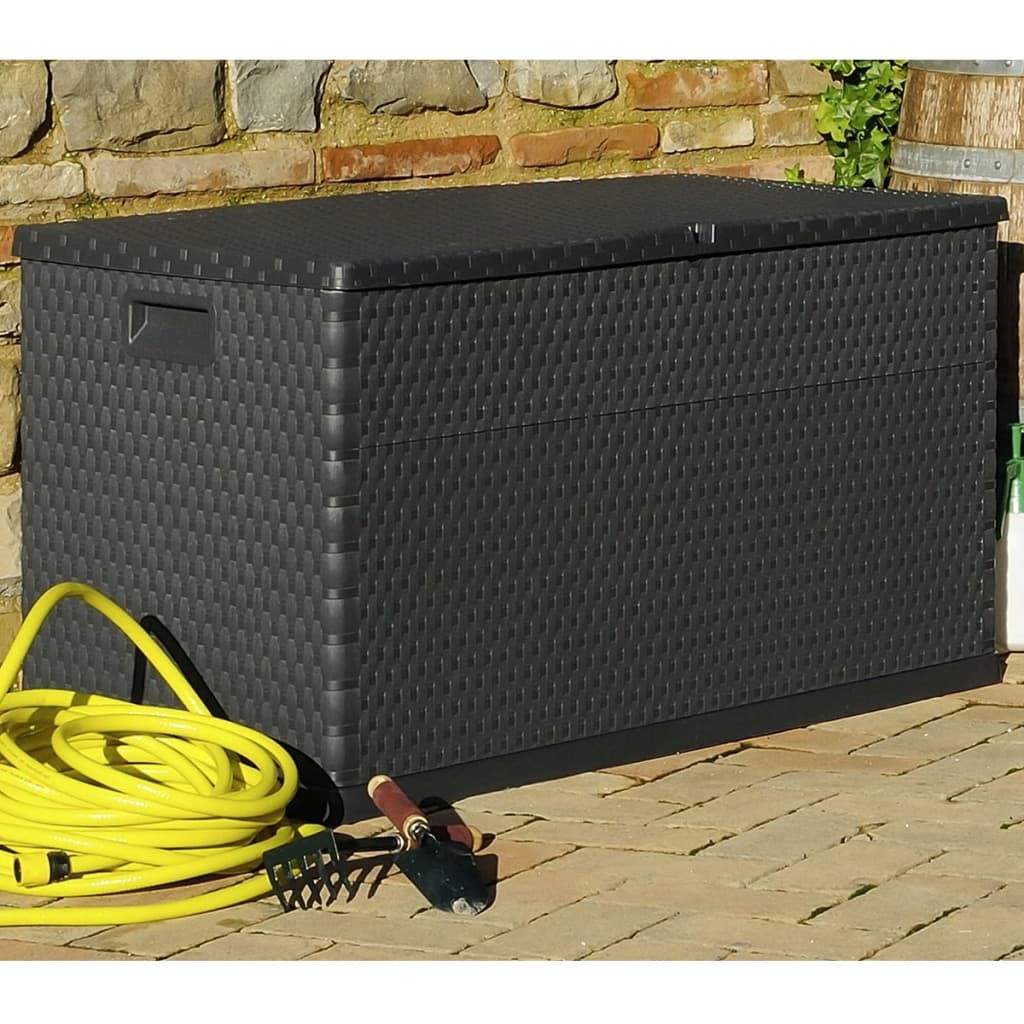 vidaXL Garden Storage Box Anthracite 120x56x63 cm PP Rattan