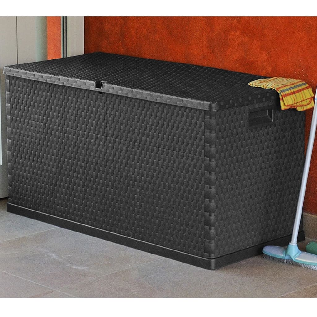 vidaXL Garden Storage Box Anthracite 120x56x63 cm PP Rattan