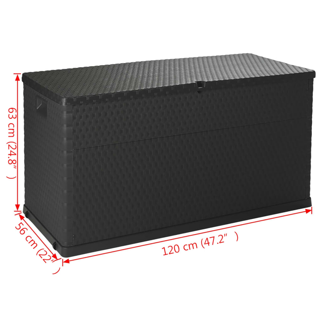 vidaXL Garden Storage Box Anthracite 120x56x63 cm PP Rattan