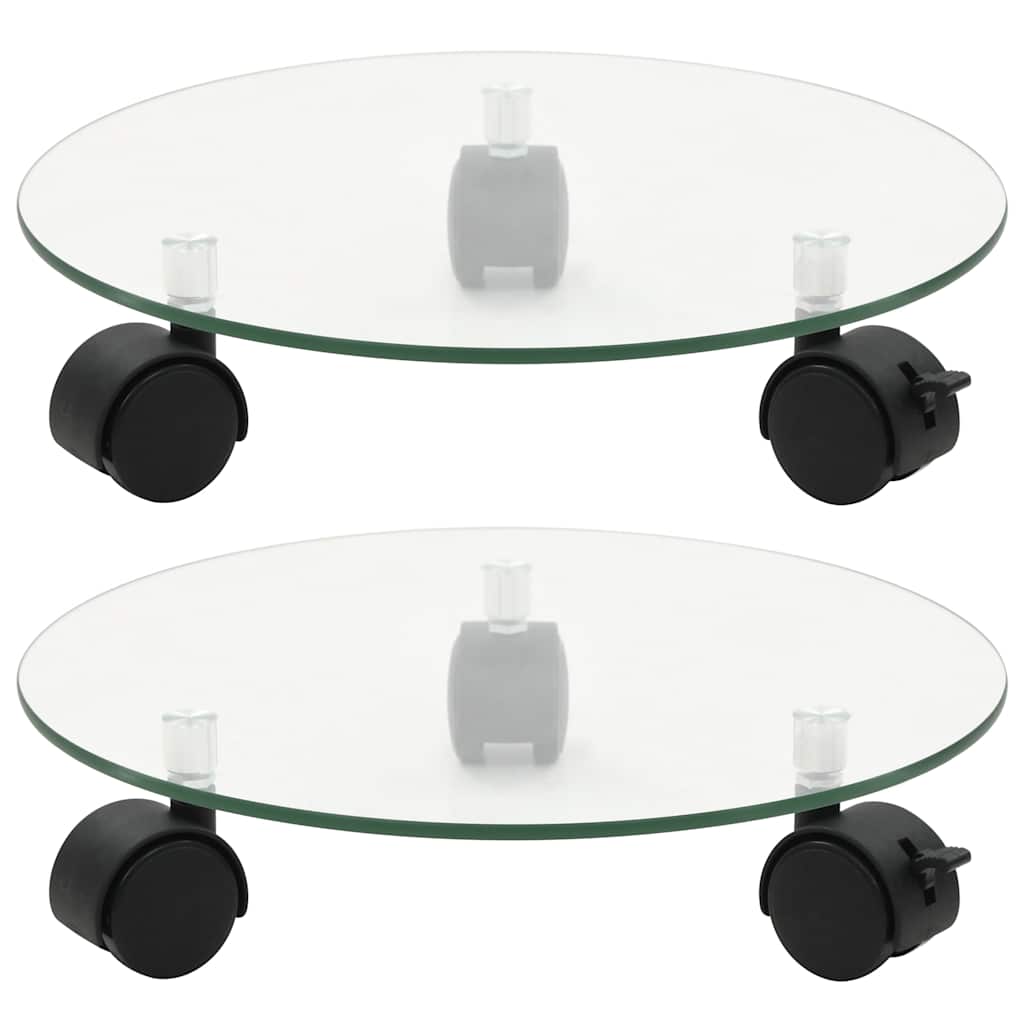 245691 vidaXL Plant Rollers 2 pcs Tempered Glass 28 cm Round