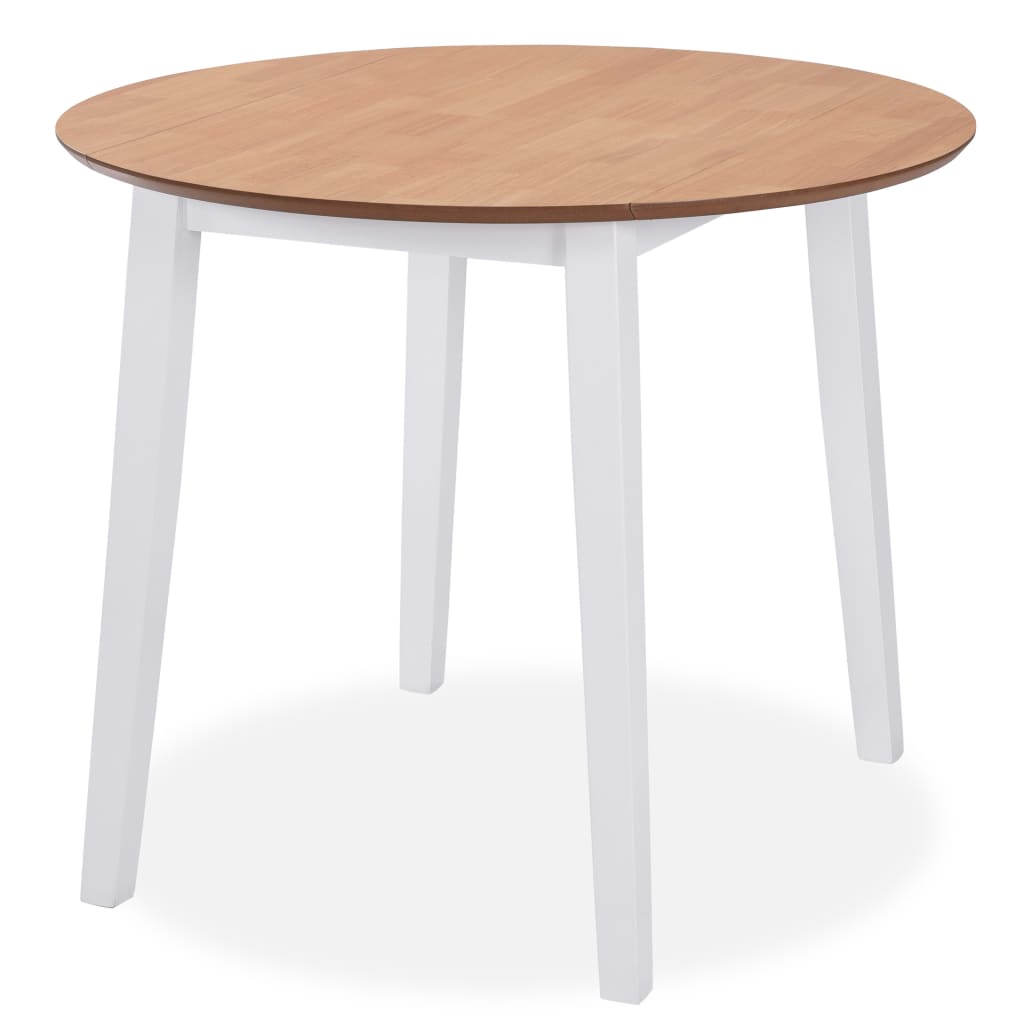 vidaXL Dining Set 3 Pieces MDF and Rubberwood White