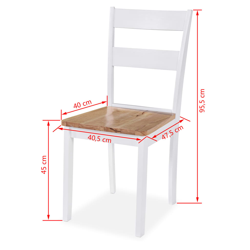 vidaXL Dining Set 3 Pieces MDF and Rubberwood White