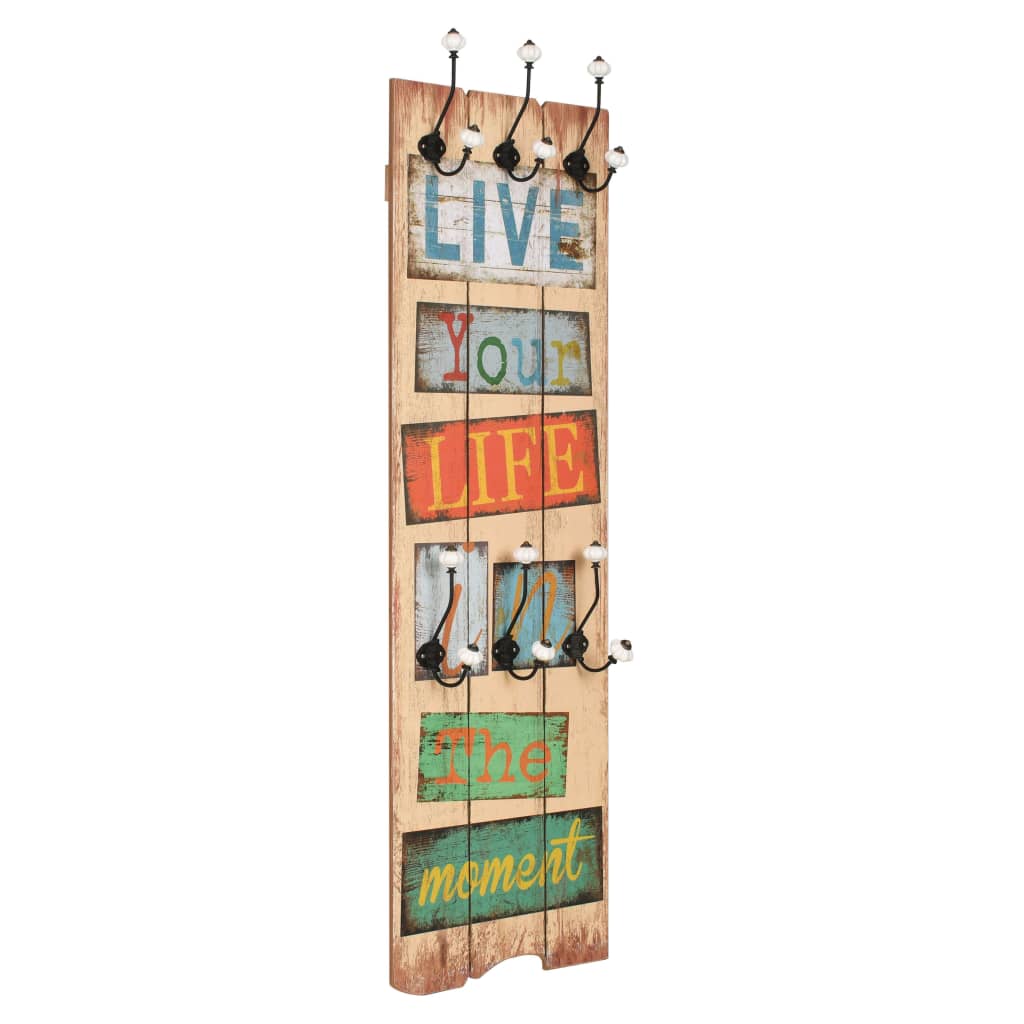 Wall-mounted Coat Rack with 6 Hooks 120x40 cm "LIVE LIFE