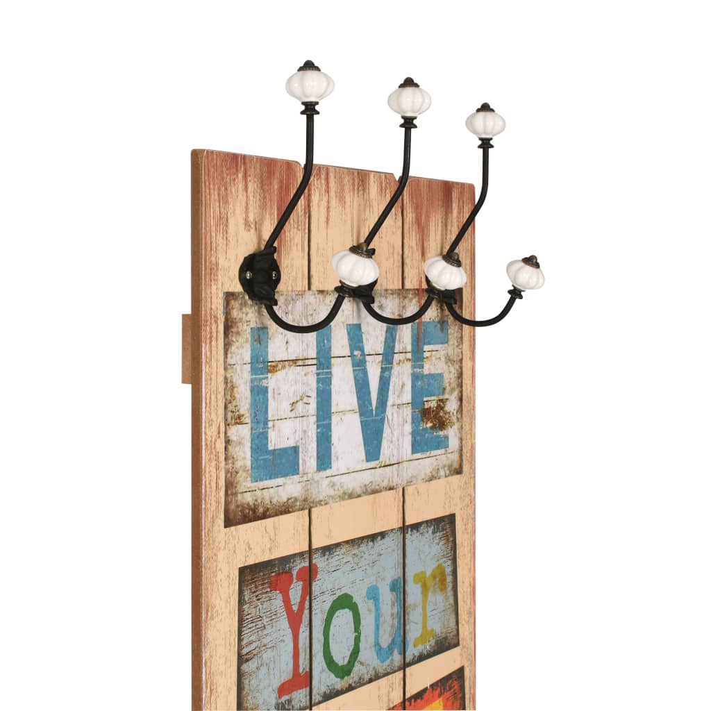 Wall-mounted Coat Rack with 6 Hooks 120x40 cm "LIVE LIFE