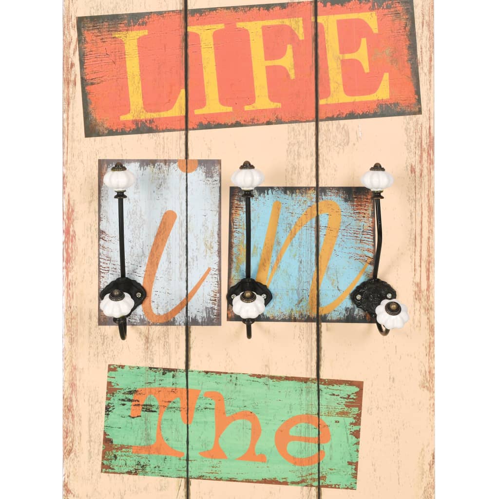 Wall-mounted Coat Rack with 6 Hooks 120x40 cm "LIVE LIFE