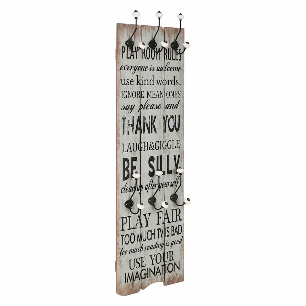 Wall-mounted Coat Rack with 6 Hooks 120x40 cm "THANK YOU