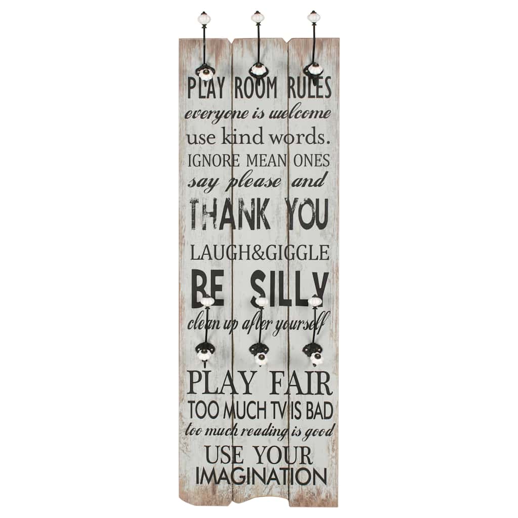 Wall-mounted Coat Rack with 6 Hooks 120x40 cm "THANK YOU
