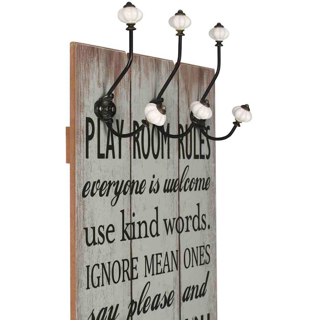 Wall-mounted Coat Rack with 6 Hooks 120x40 cm "THANK YOU