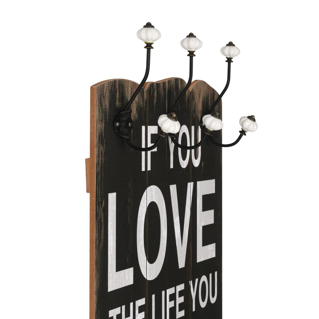 vidaXL Wall-mounted Coat Rack with 6 Hooks 120x40 cm LOVE LIVE