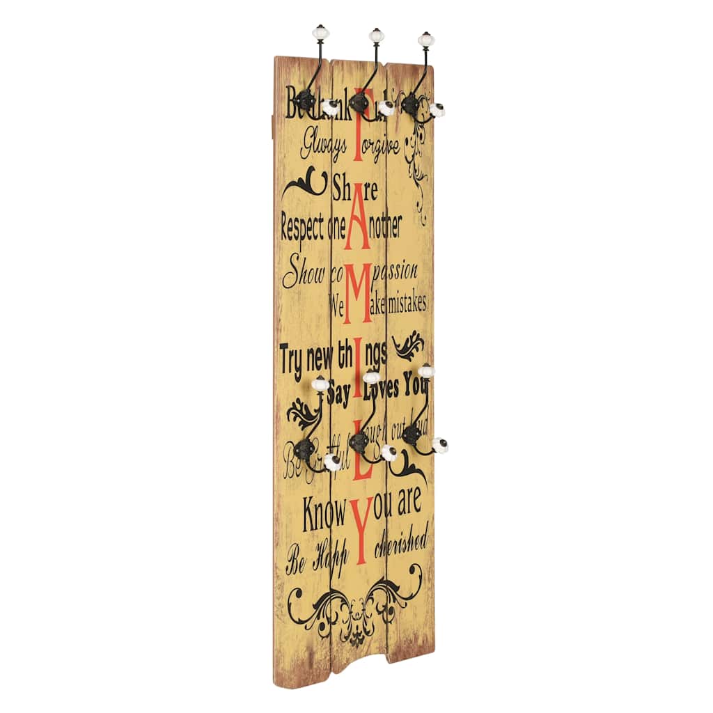 Wall-mounted Coat Rack with 6 Hooks 120x40 cm "FAMILY