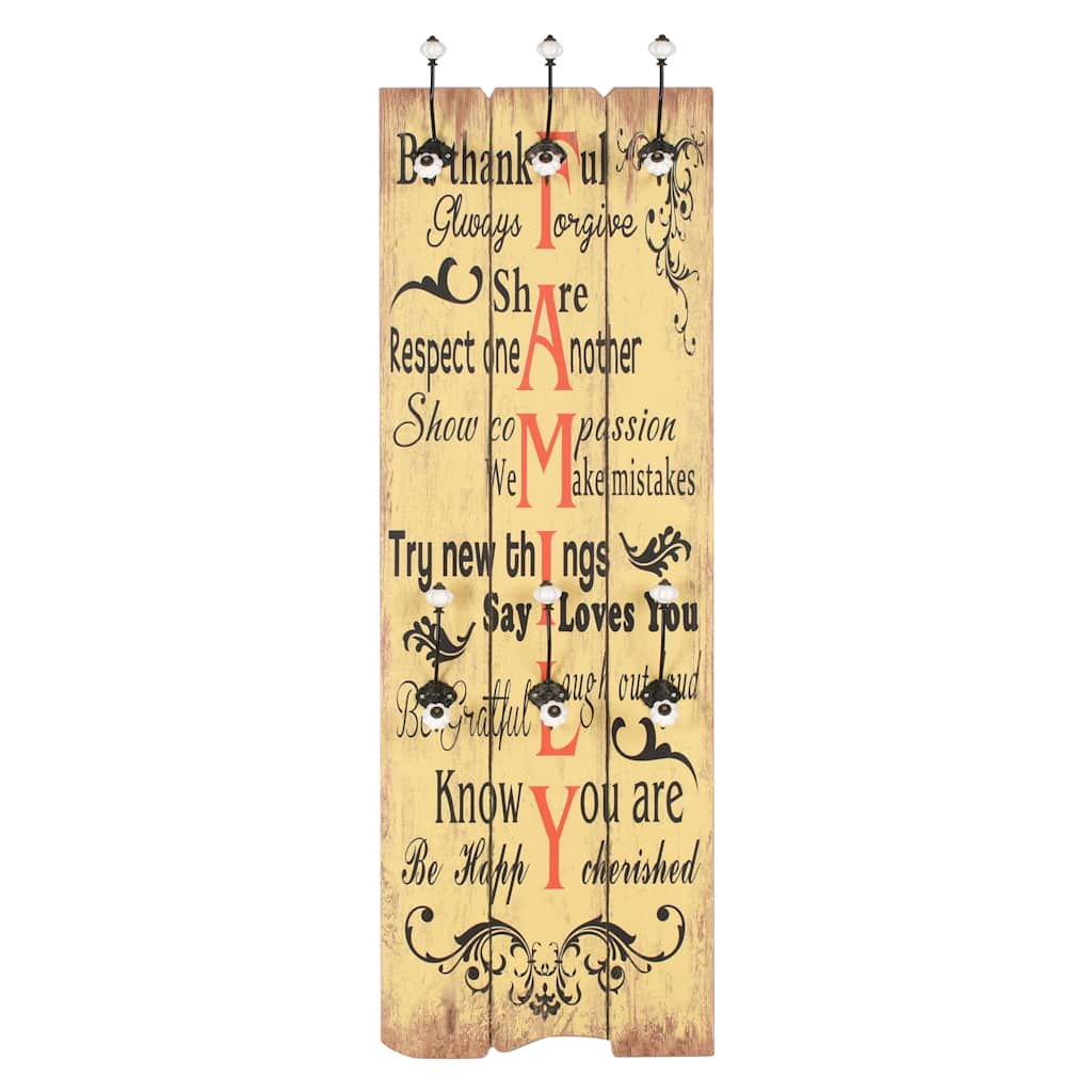 Wall-mounted Coat Rack with 6 Hooks 120x40 cm "FAMILY