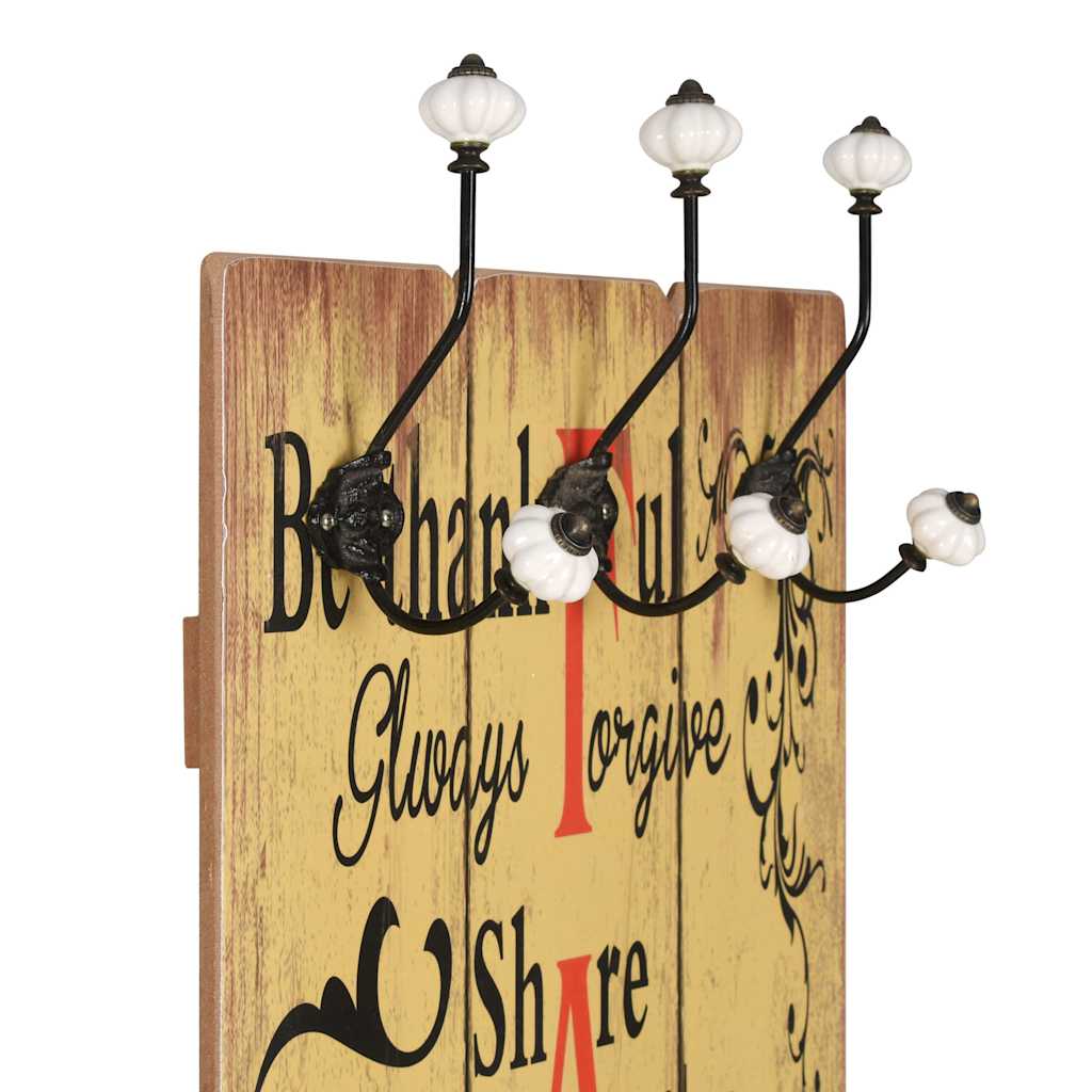 Wall-mounted Coat Rack with 6 Hooks 120x40 cm "FAMILY