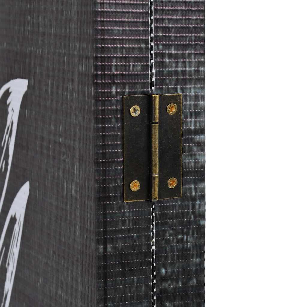 Folding Room Divider 228x170 cm Feathers Black and White