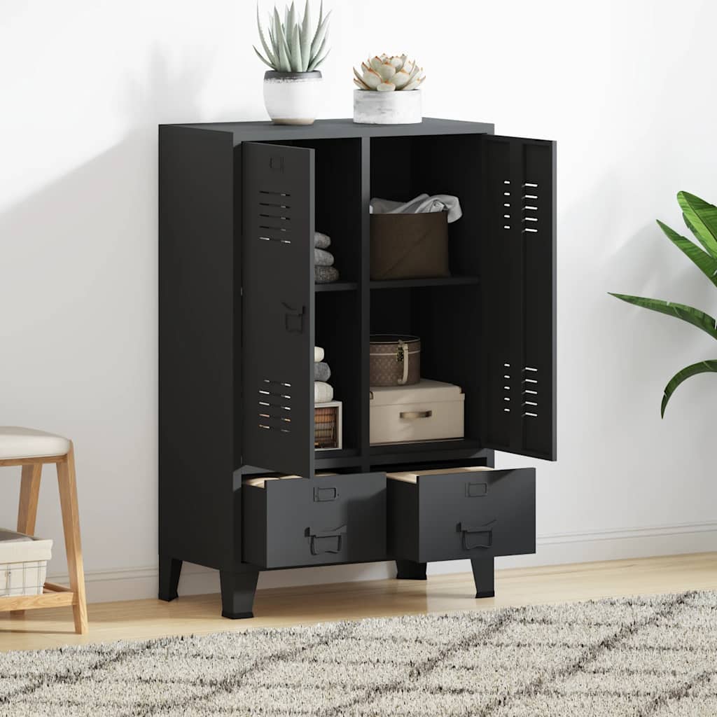 245960 vidaXL Wardrobe Metal Industrial Style 67x35x107 cm Black