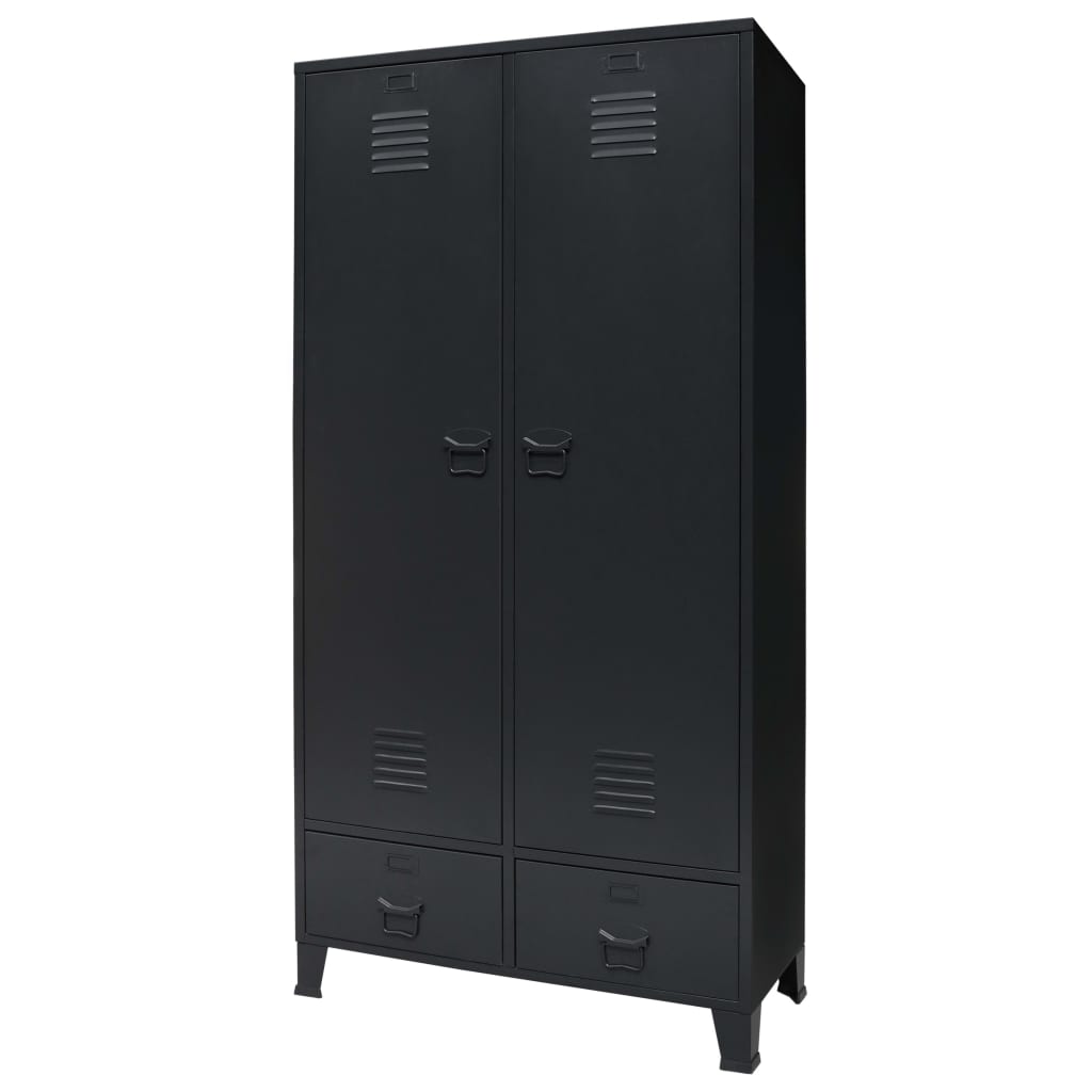 vidaXL Wardrobe Metal Industrial Style 90x40x180 cm Black