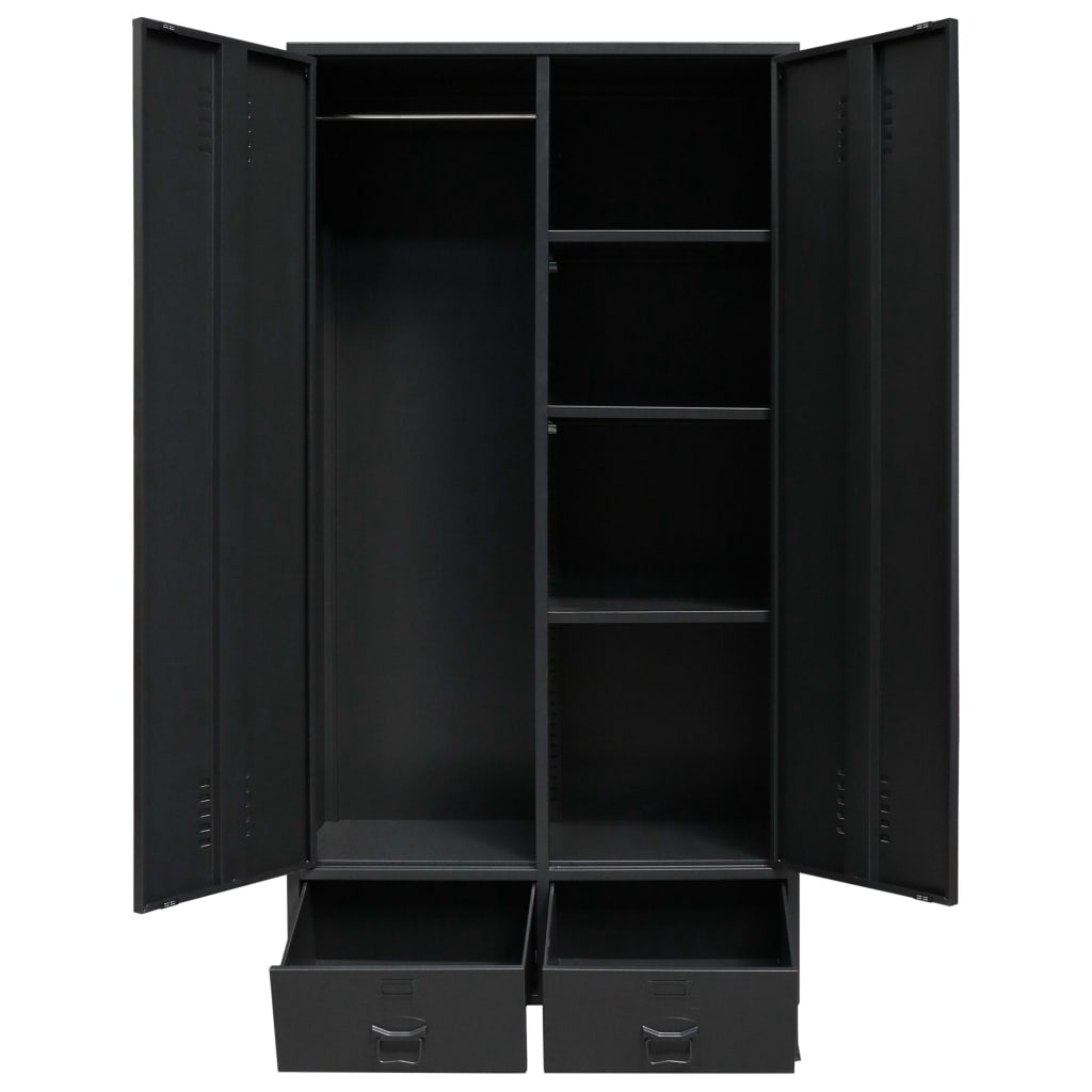 vidaXL Wardrobe Metal Industrial Style 90x40x180 cm Black