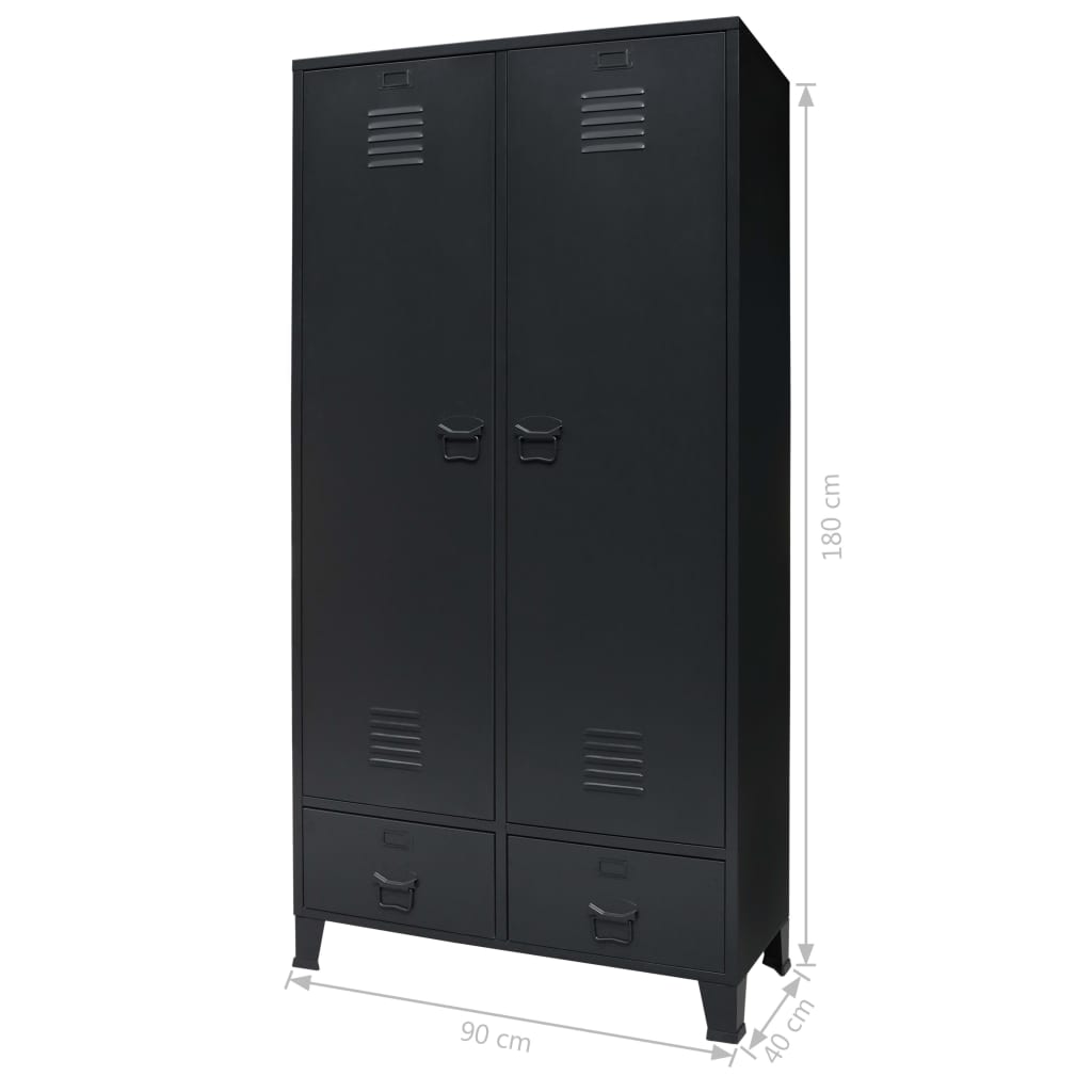 vidaXL Wardrobe Metal Industrial Style 90x40x180 cm Black